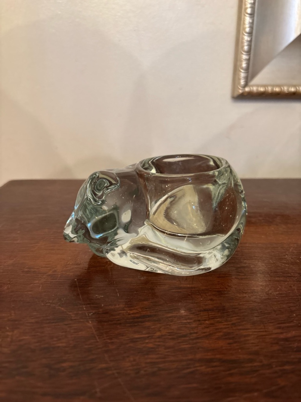 Clear Glass Cat Votive Holder - Decorative Home Art
